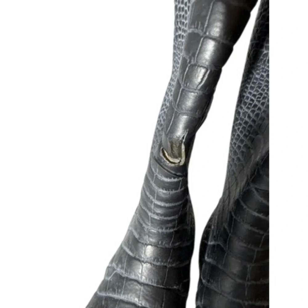 Hunter x Jimmy Choo Black Crocodile Embossed Tall Rubber Rain Boots Womens 8